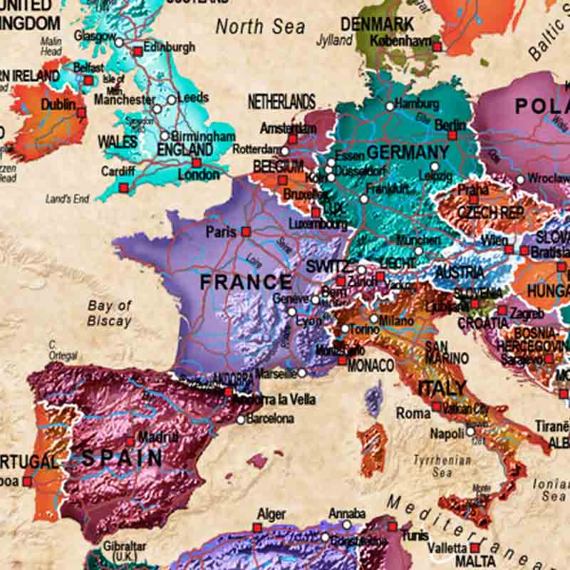 Toile Murale Carte du Monde