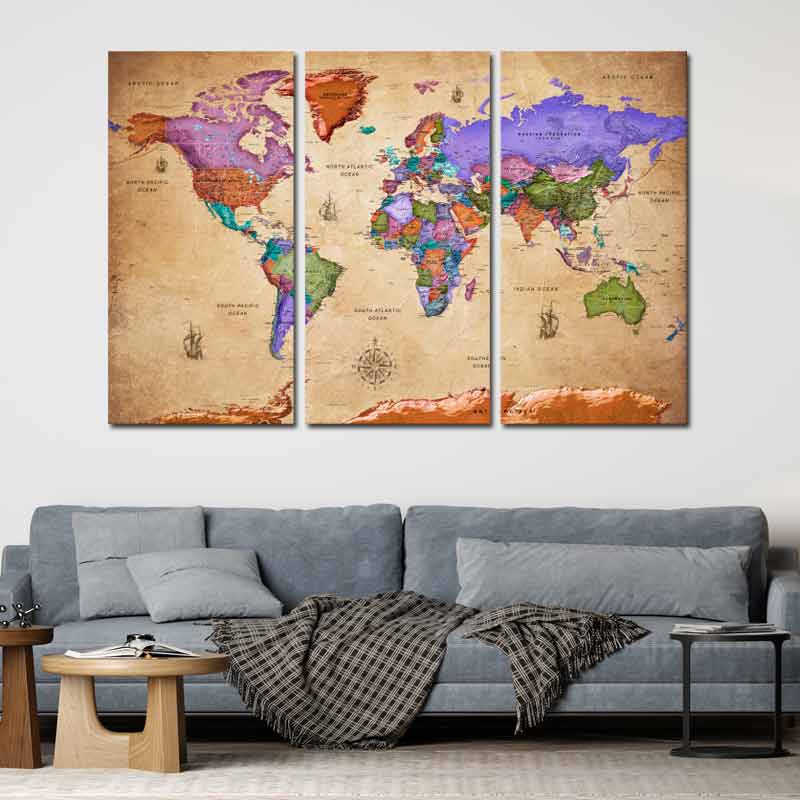 Toile Murale Carte du Monde