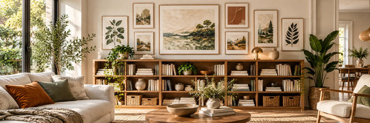Bibliothèque et tableaux : comment composer un mur déco harmonieux ?