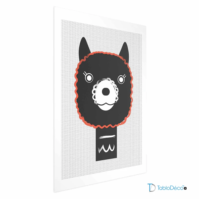 Affiche Alpaga Rigolo pour enfant avec une marge