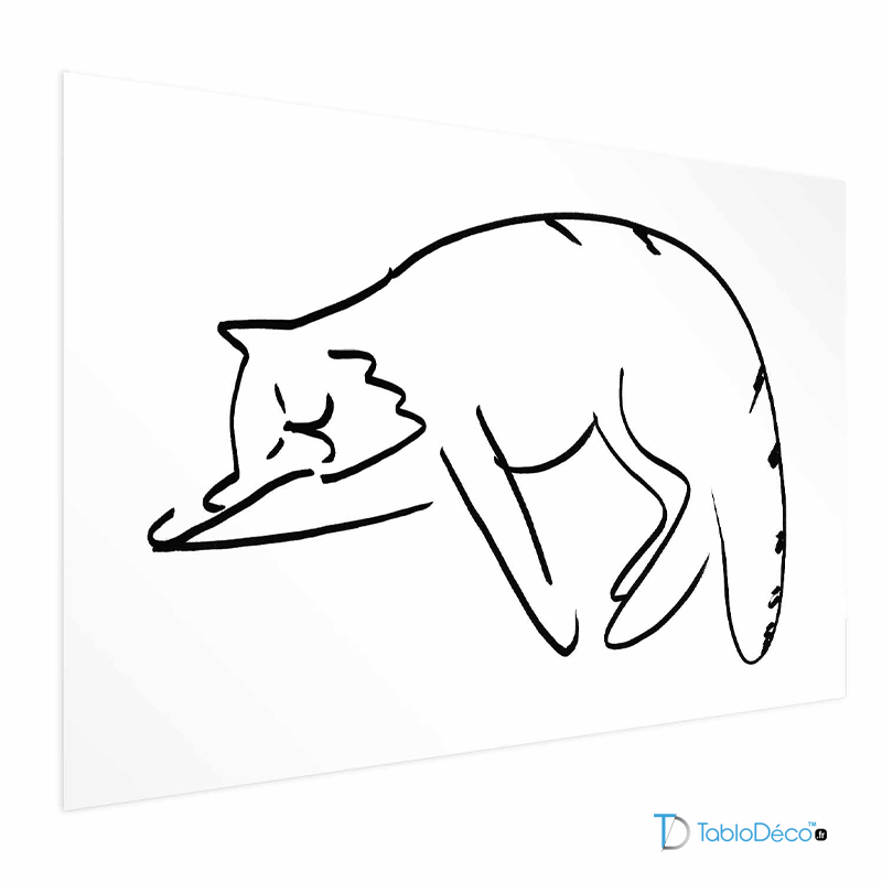 Affiche avec un Chat en Line Art Noir et Blanc