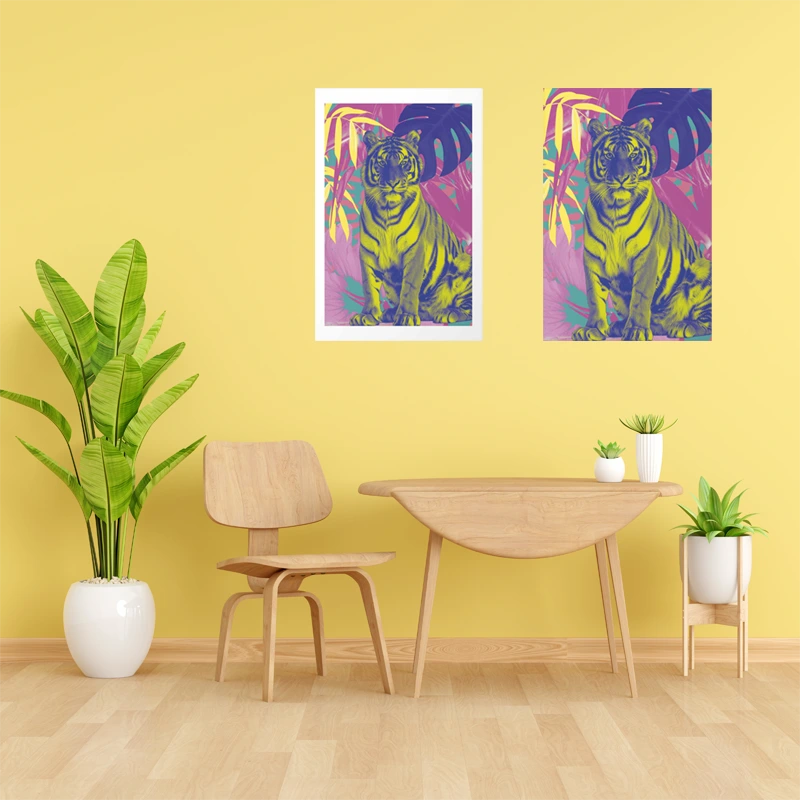 Affiche décorative avec un tigre avec des couleurs exotiques