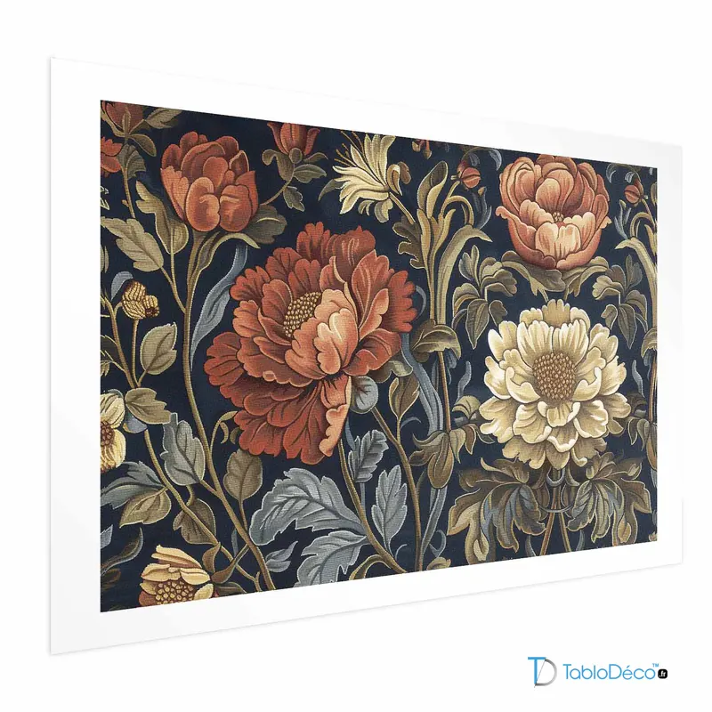Affiche Fleurs Rétro Colorées avec marge