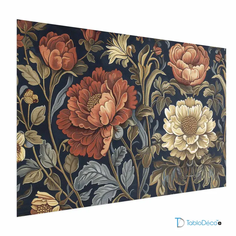 Affiche murale Fleurs Rétro Colorées avec marge