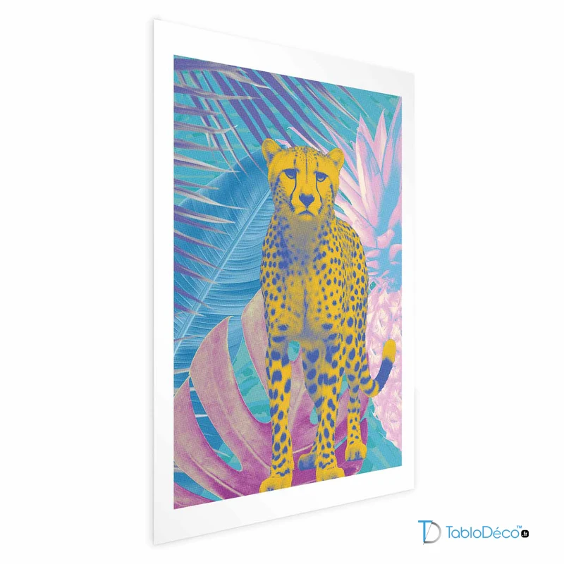 Affiche Guépard Couleurs Exotiques avec marge