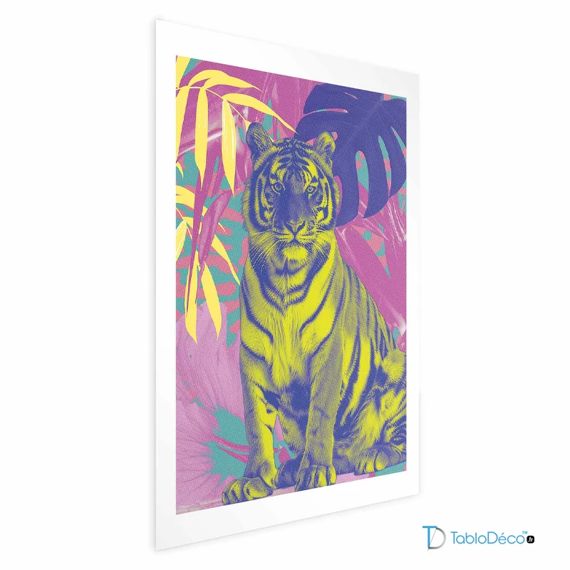 Affiche Tigre Couleurs Exotiques avec marge