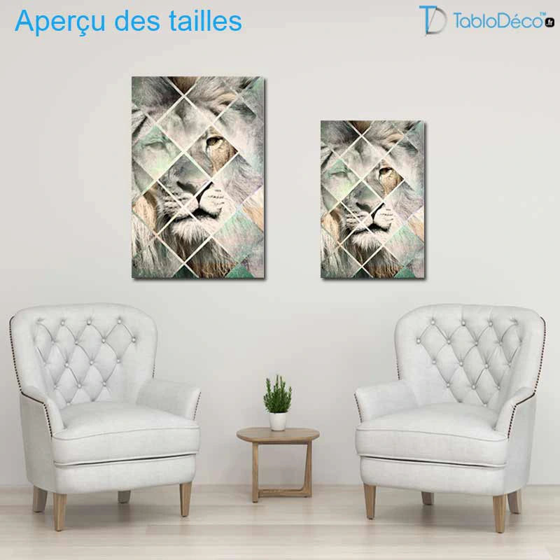 Aperçu des tailles du Tableau Lion Scandinave - TabloDéco.fr