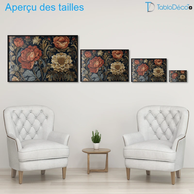 Poster Tapisserie Fleurie Rétro