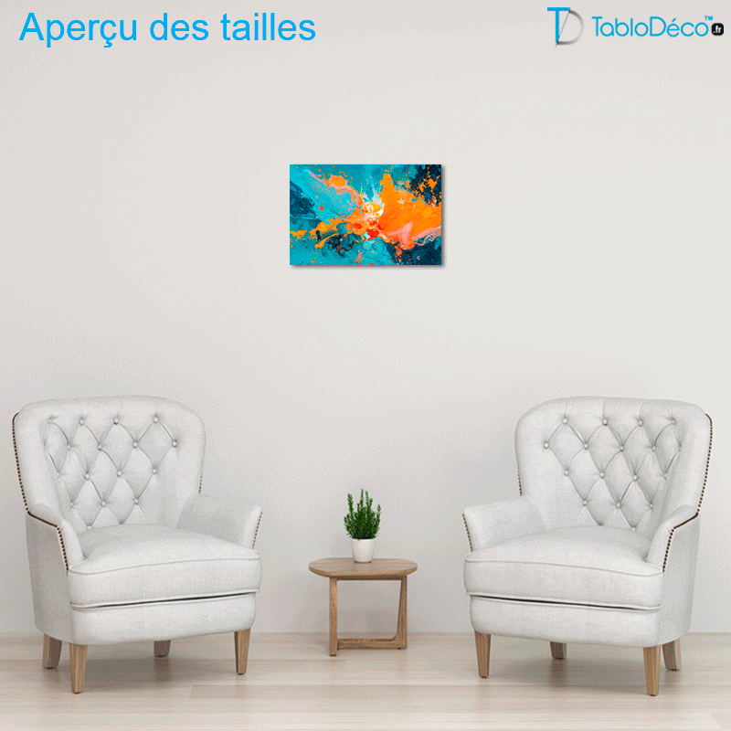 Tableau Abstrait Bleu et Orange