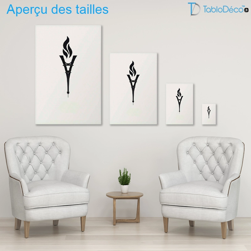 Tableau Flamme Olympique Noir et Blanc