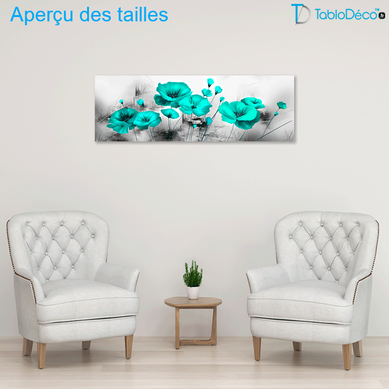 Tableau Fleurs Turquoise Coquelicots