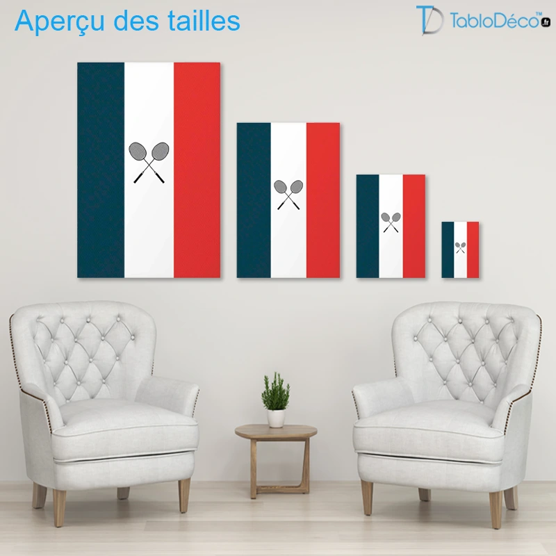 Tableau Raquettes Badminton et Drapeau Français
