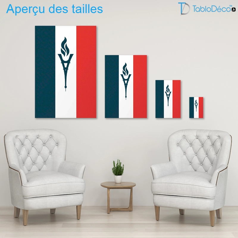 Tableau Torche Olympique sur Drapeau Français