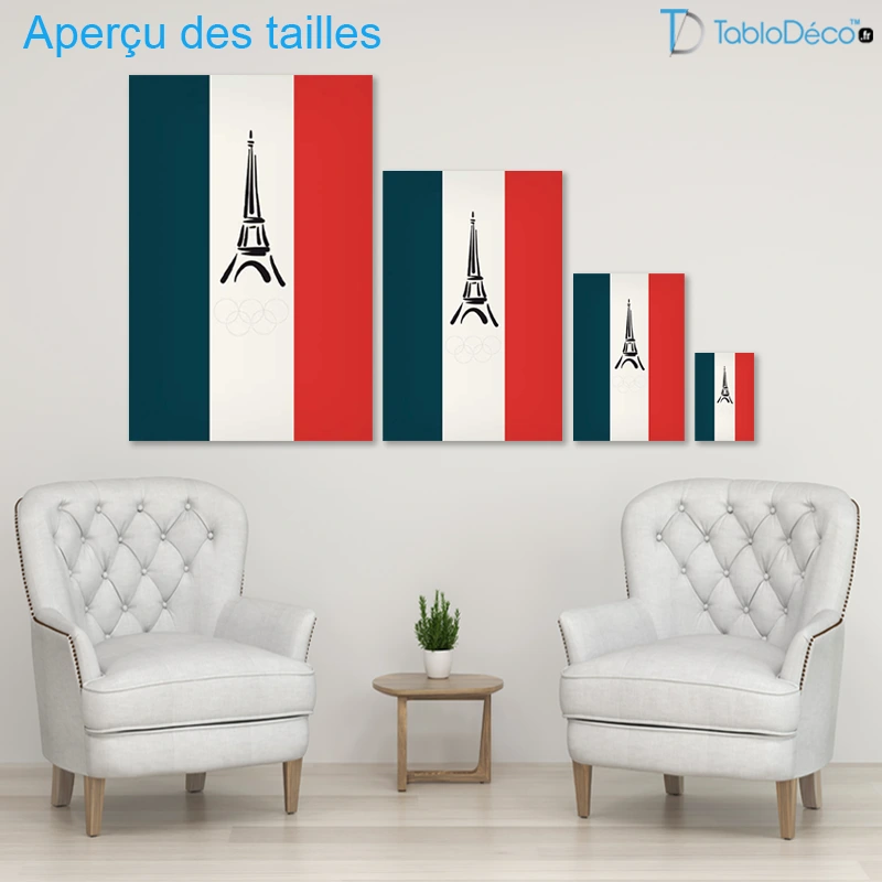 Tableau Tour Eiffel et Drapeau Français