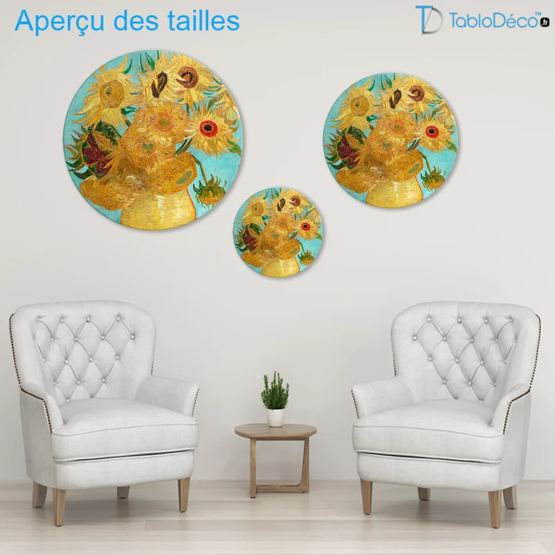 Tableau Rond - Vase avec Douze Tournesols (Van Gogh)