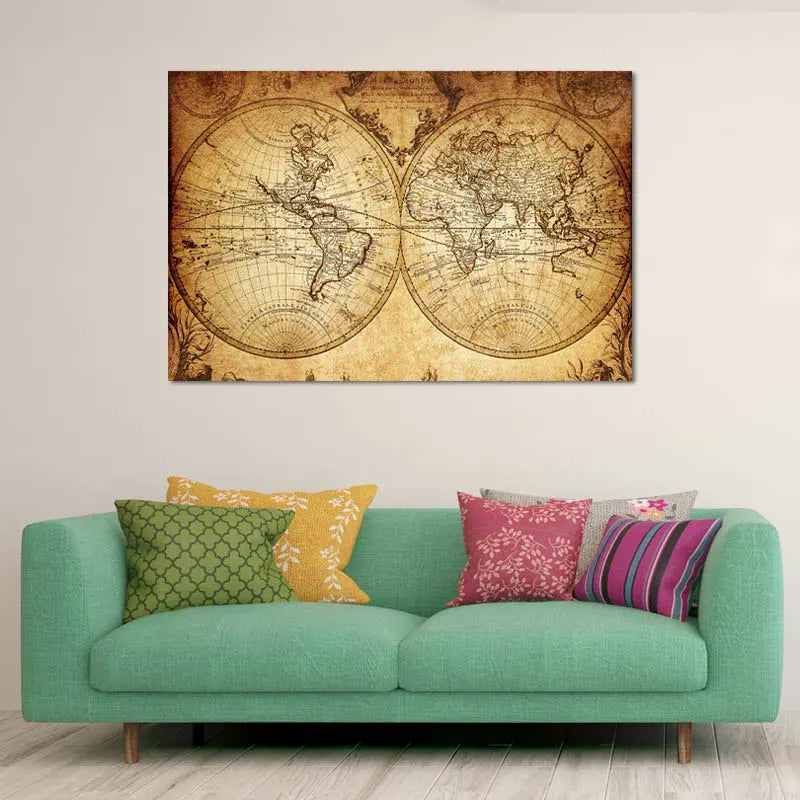 Planisphère Ancien sur toile murale - TabloDéco.fr