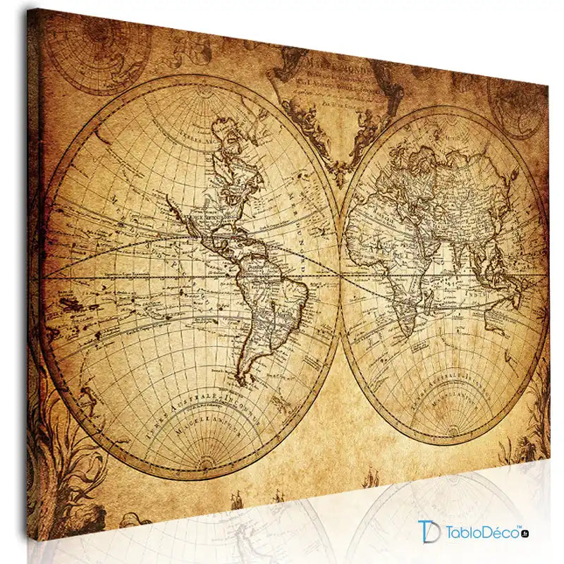 Acheter une Carte du Monde Ancienne sur toile imprimée - TabloDéco.fr
