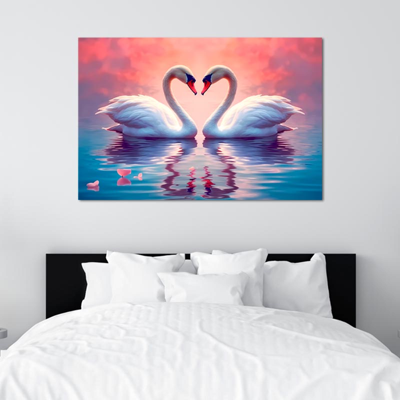 Décoration sur toile avec des Cygnes Chambre de Fille - TabloDéco.fr