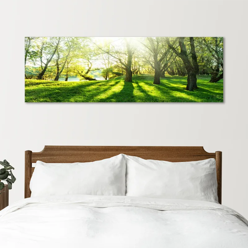 Grand Tableau sur toile d'une Forêt Lumineuse dans une chambre - TabloDéco.fr
