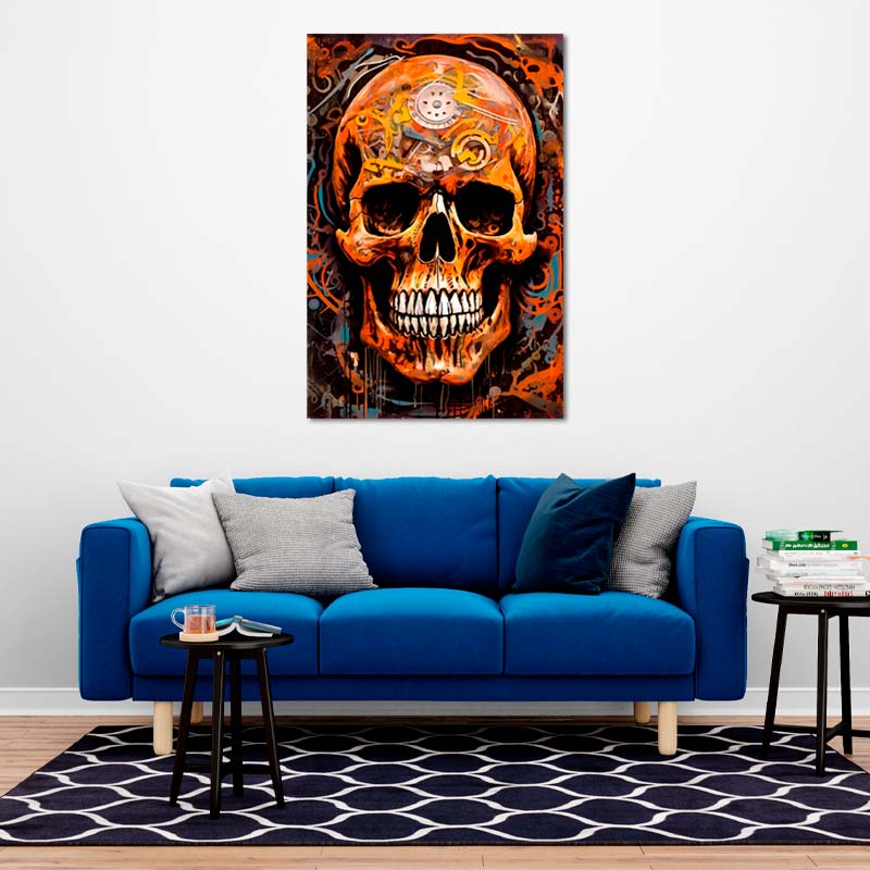 Tableau grand format avec une Tête de Mort - TabloDéco.fr