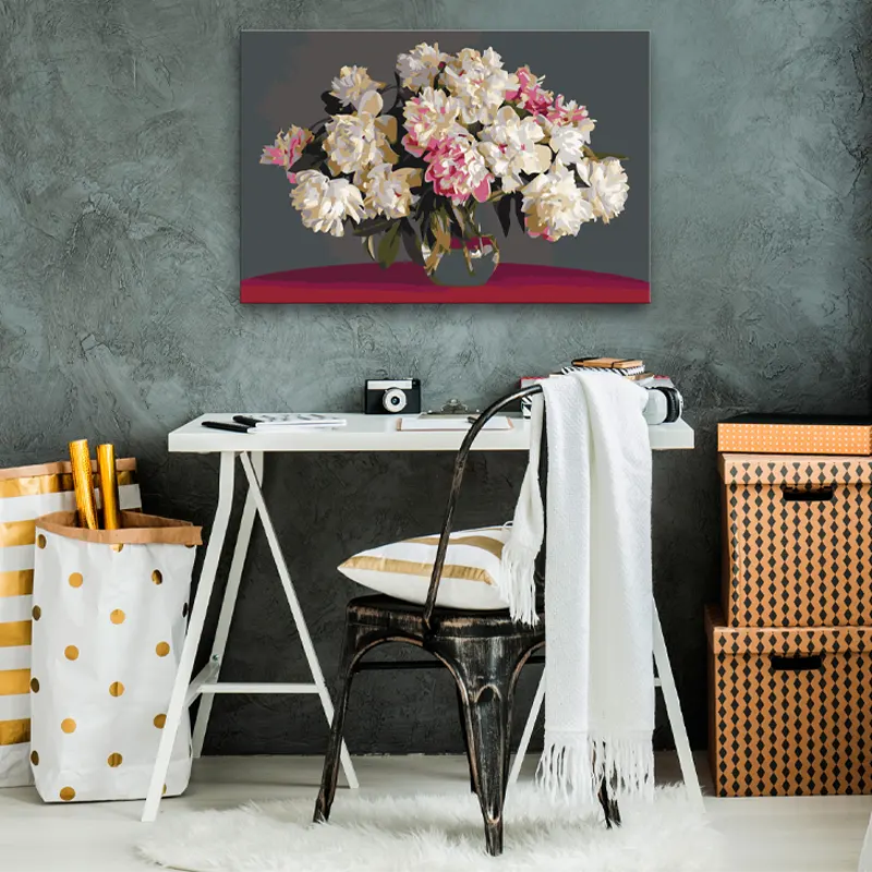 Peinture à faire soi-même avec des numéros Pivoines Roses et Rouges - TabloDéco.fr