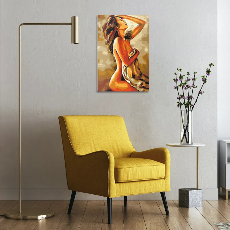 Peinture numérotée sur toile avec femme sexy