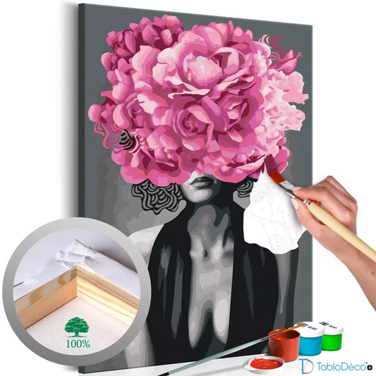 Peinture par numéros Femme et Fleurs Roses