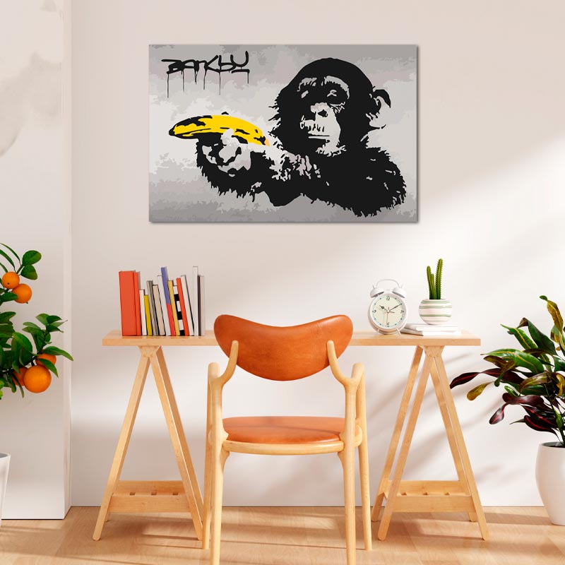 Peinture par numéros du singe à la Banane de Banksy - TabloDéco.fr