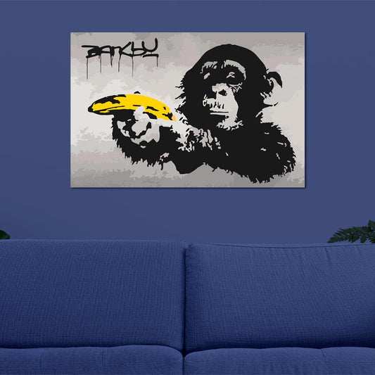 toile à peindre soi-même du singe à la Banane de Banksy - TabloDéco.fr