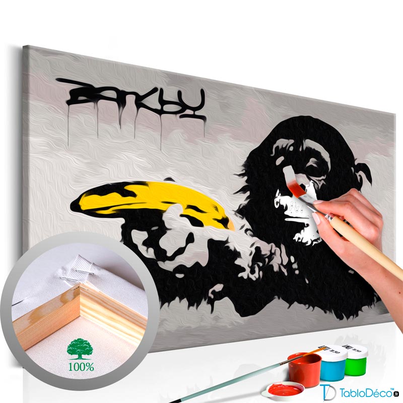 Acheter une toile à peindre du singe à la Banane de Banksy - TabloDéco.fr