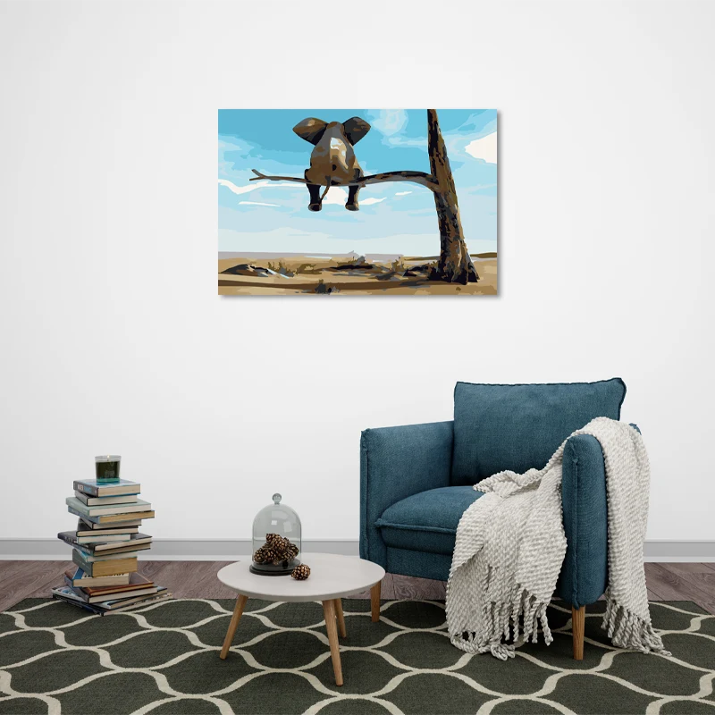 Peinture sur toile par numéros Éléphant sur un Arbre