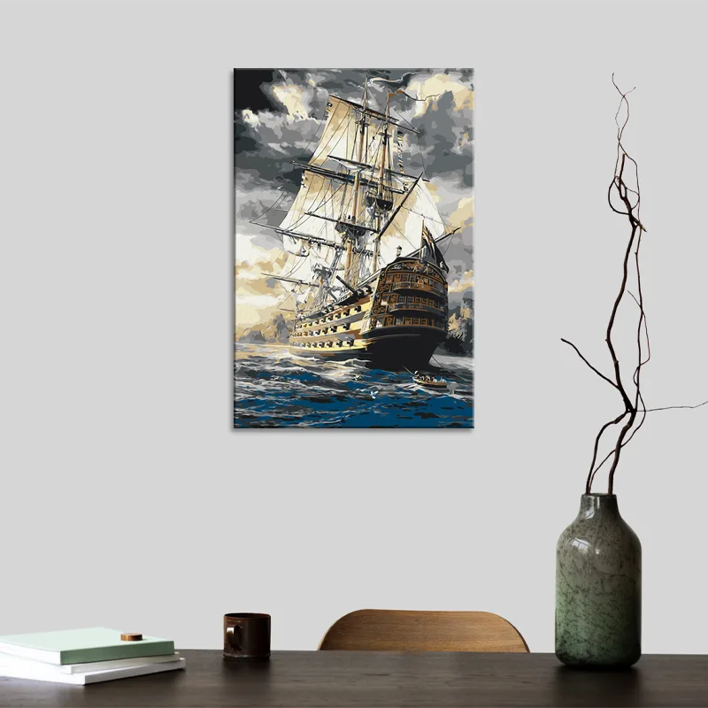 Peinture sur toile par numéros d'un Navire en mer