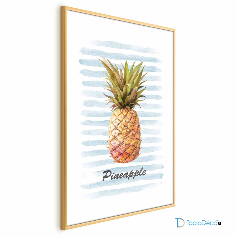 Poster Ananas Exotique cadre doré avec marge