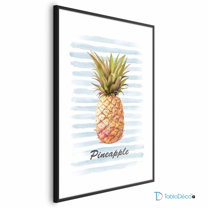Poster Ananas Exotique cadre noir avec marge