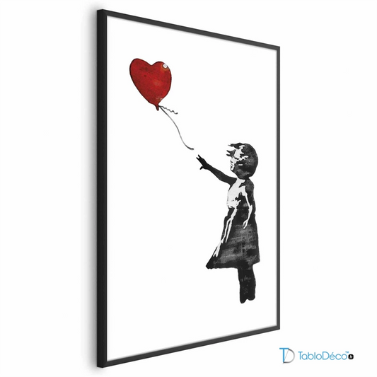 Poster La Petite Fille au Ballon de Banksy - Cadre noir sans marge