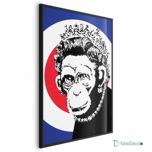 Poster Banksy Monkey Queen avec cadre noir sans marge
