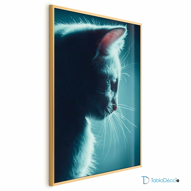 Poster Chat de Nuit avec un cadre doré
