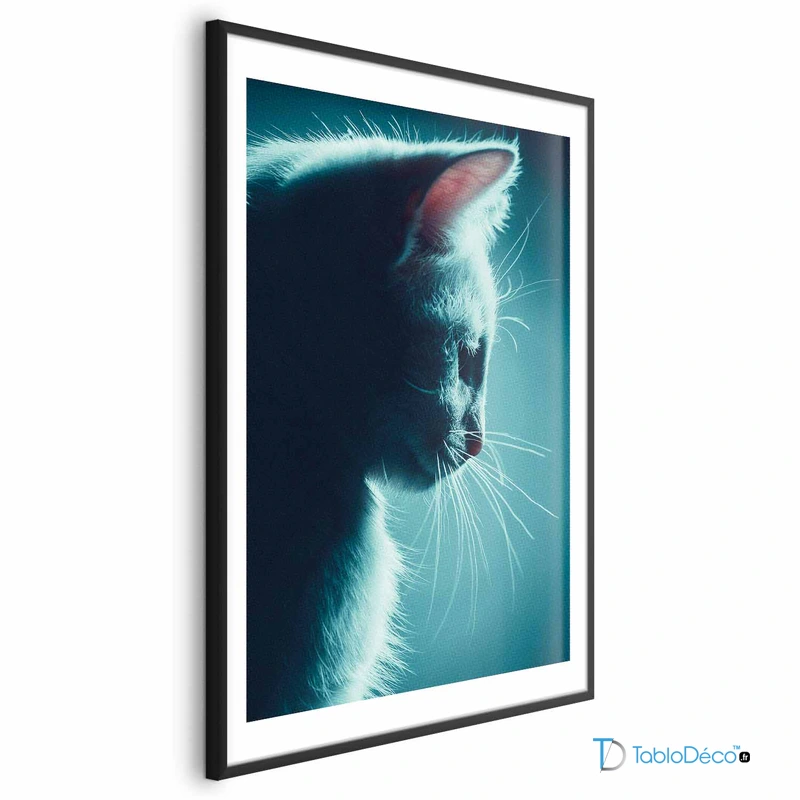 Poster Chat de Nuit cadre noir avec marge