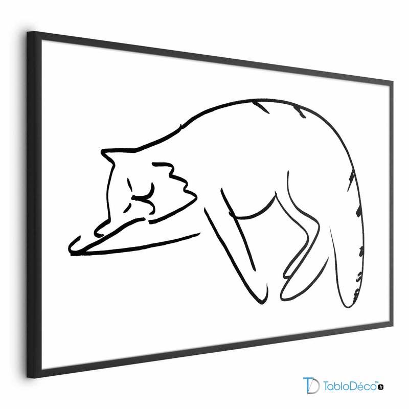 Poster Chat Line Art Noir et Blanc