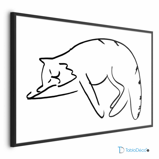 Poster Chat Line Art Noir et Blanc