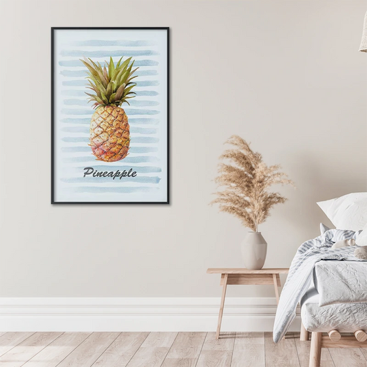 Poster Déco d'un Ananas Exotique accroché dans une chambre