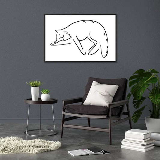 Poster Déco d'un Chat en Line Art Noir et Blanc
