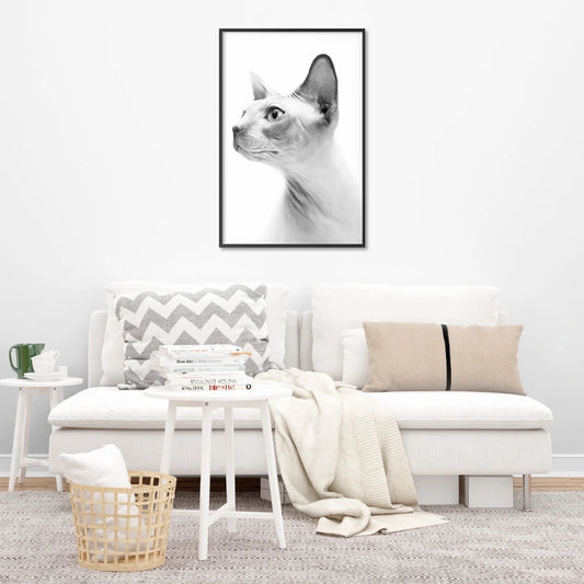 Poster Déco d'un Sphynx en Noir et Blanc