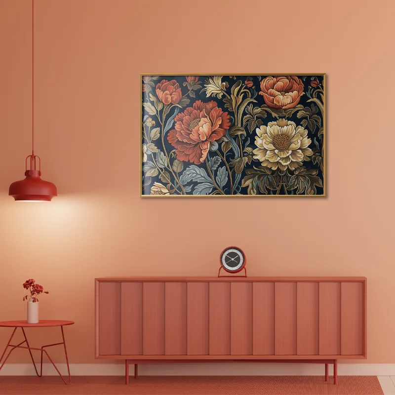 Poster Tapisserie Fleurie Rétro