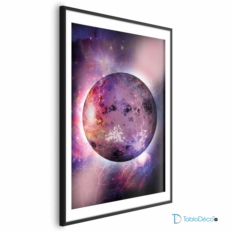 Poster Déco Planète Violette cadre noir avec marge