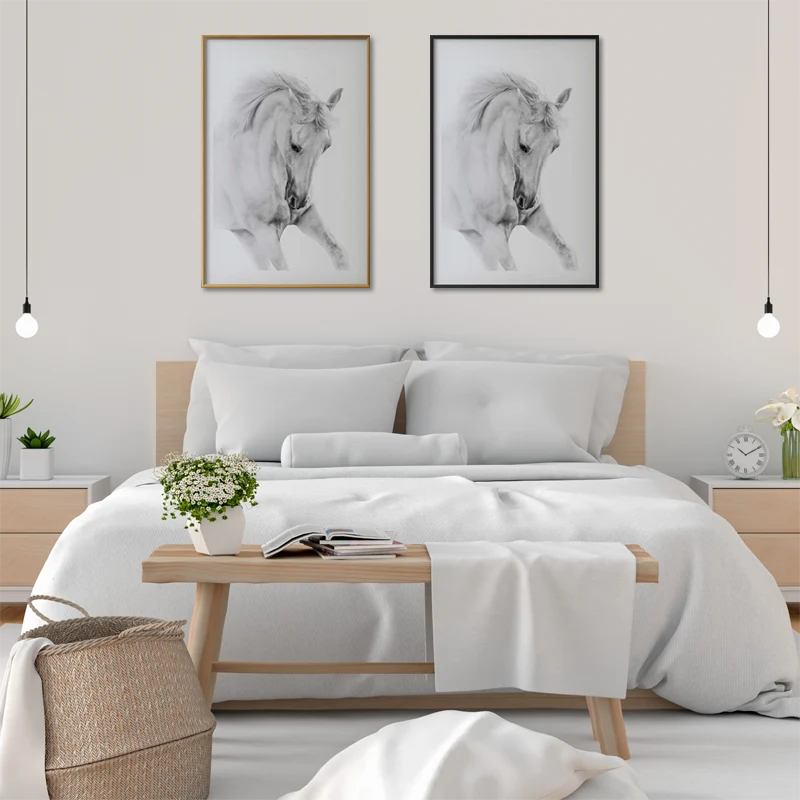 Poster Décoratif Cheval Blanc Sauvage chambre à coucher