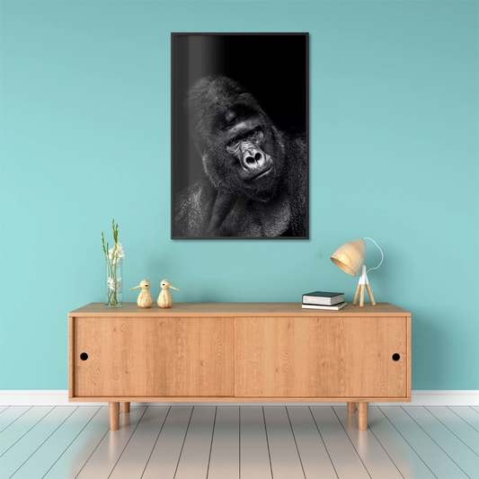 Poster Décoratif avec un Gorille en Noir et Blanc