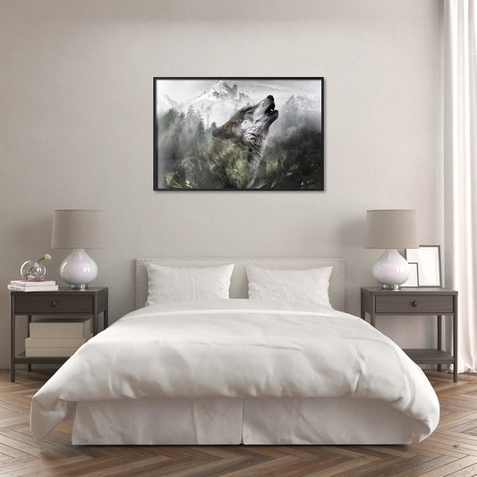 Poster décoratif d'un Loup Hurlant qui décore une chambre