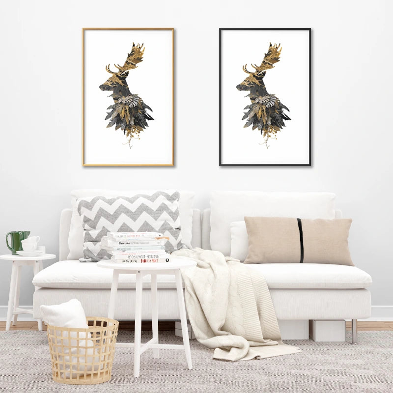 Poster encadré d'un Cerf des Bois dans un salon