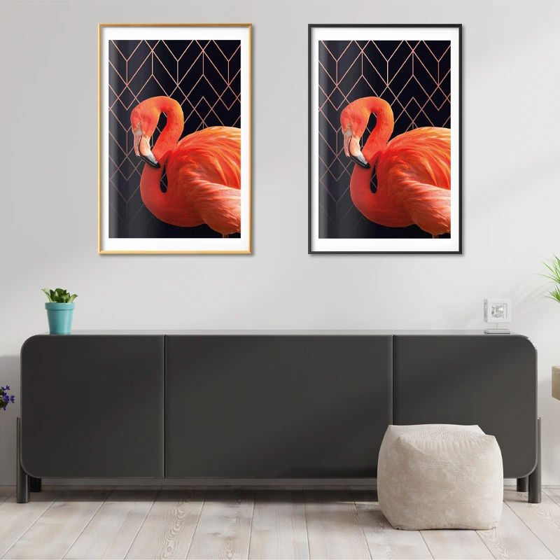 Poster encadré d'un flamant rose design